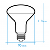 Reflectora LED R-90 12 W 230 V E-27P Blanco frio